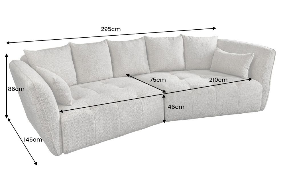 Modernes Big Sofa ROYAL 295cm greige Veloursstoff Federkern XXL-Couch