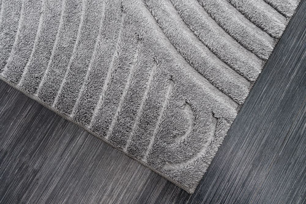 3D strukturierter Kurzflor Teppich ART DECO 230x160cm grau Hoch-Tief-Effekt