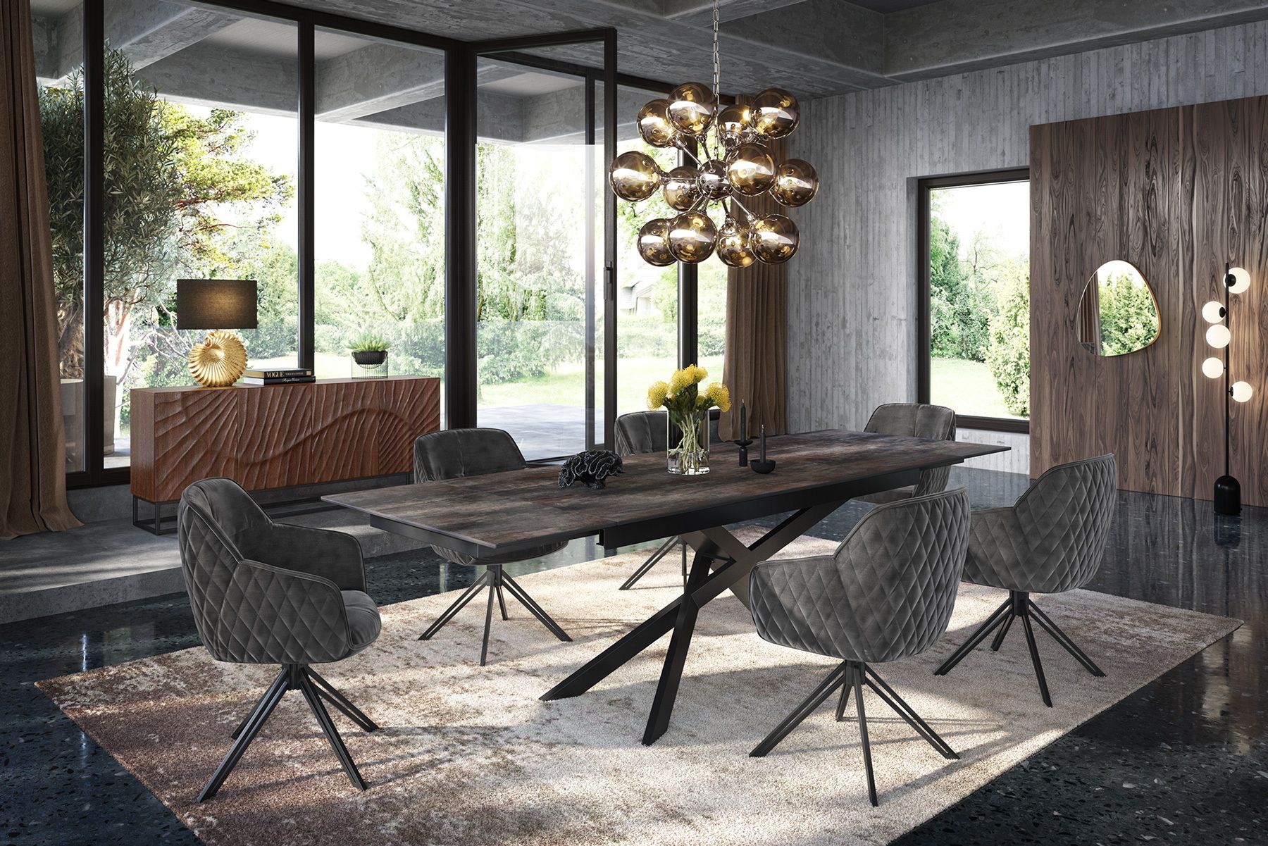 Moderner Wandspiegel NOEMI 70cm natur Eiche Massivholz handmade asymmetrisches Design
