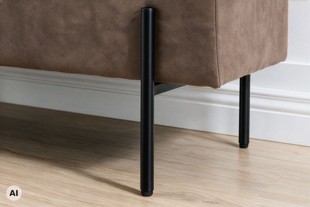 Truhenbank LOFT 100cm antik taupe Microfaser Sitzbank mit Stauraum Metall schwarz