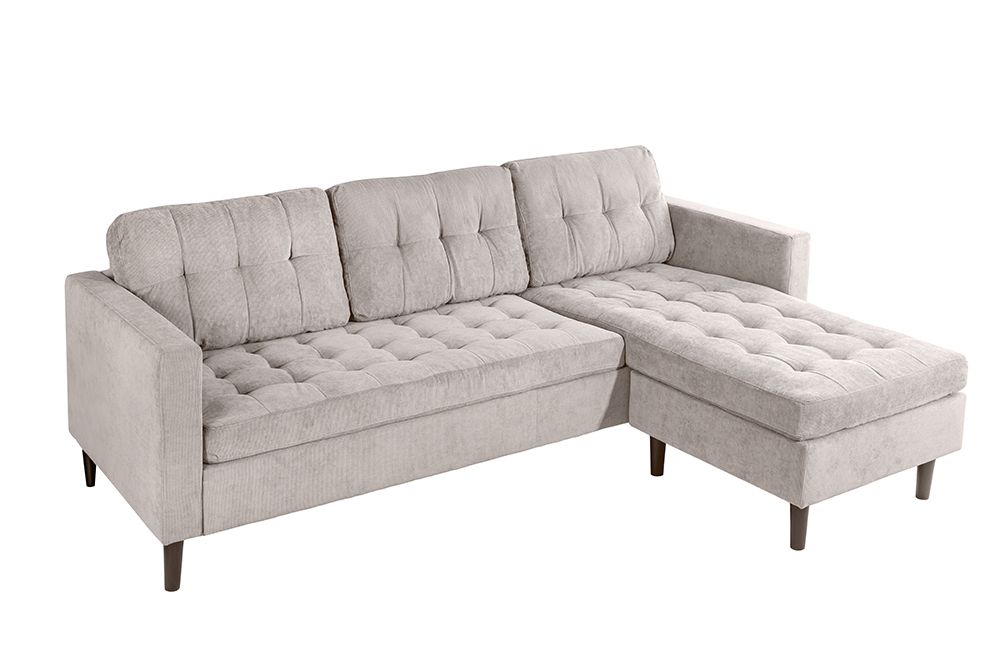 Modernes Ecksofa STOCKHOLM 220cm hellgrau Cordstoff Federkern 3-Sitzer-Sofa