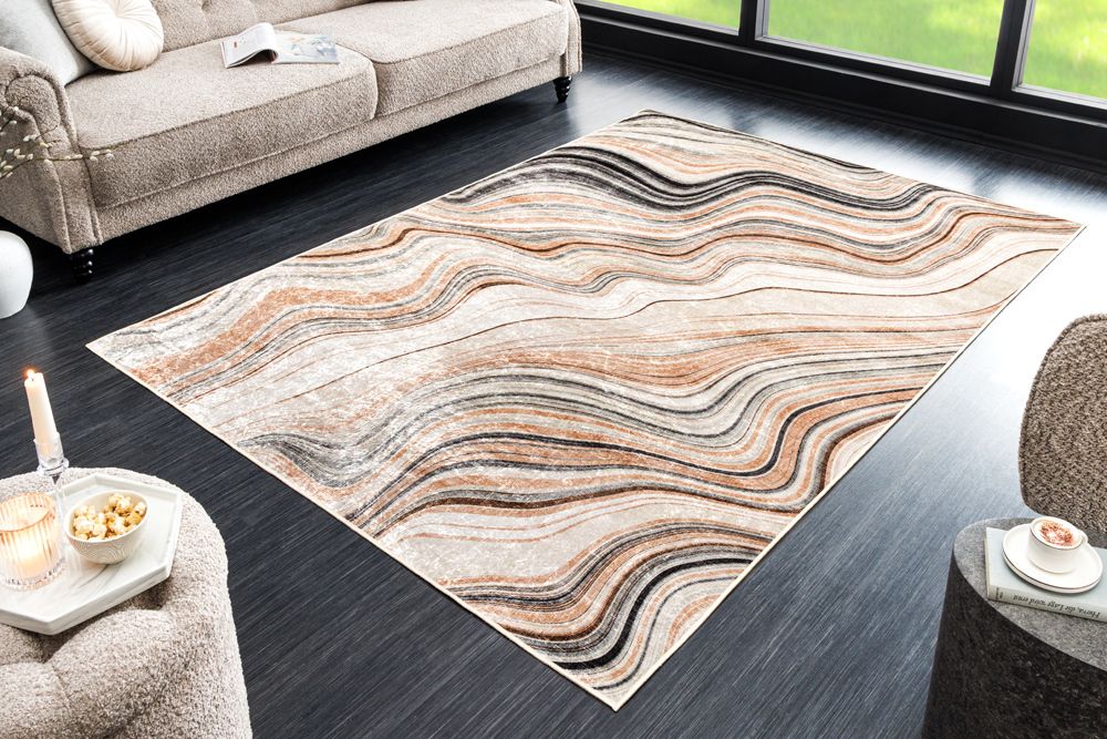Moderner Teppich EARTH 230x160cm beige grau multicolor Flachgewebe Indoor-Teppich