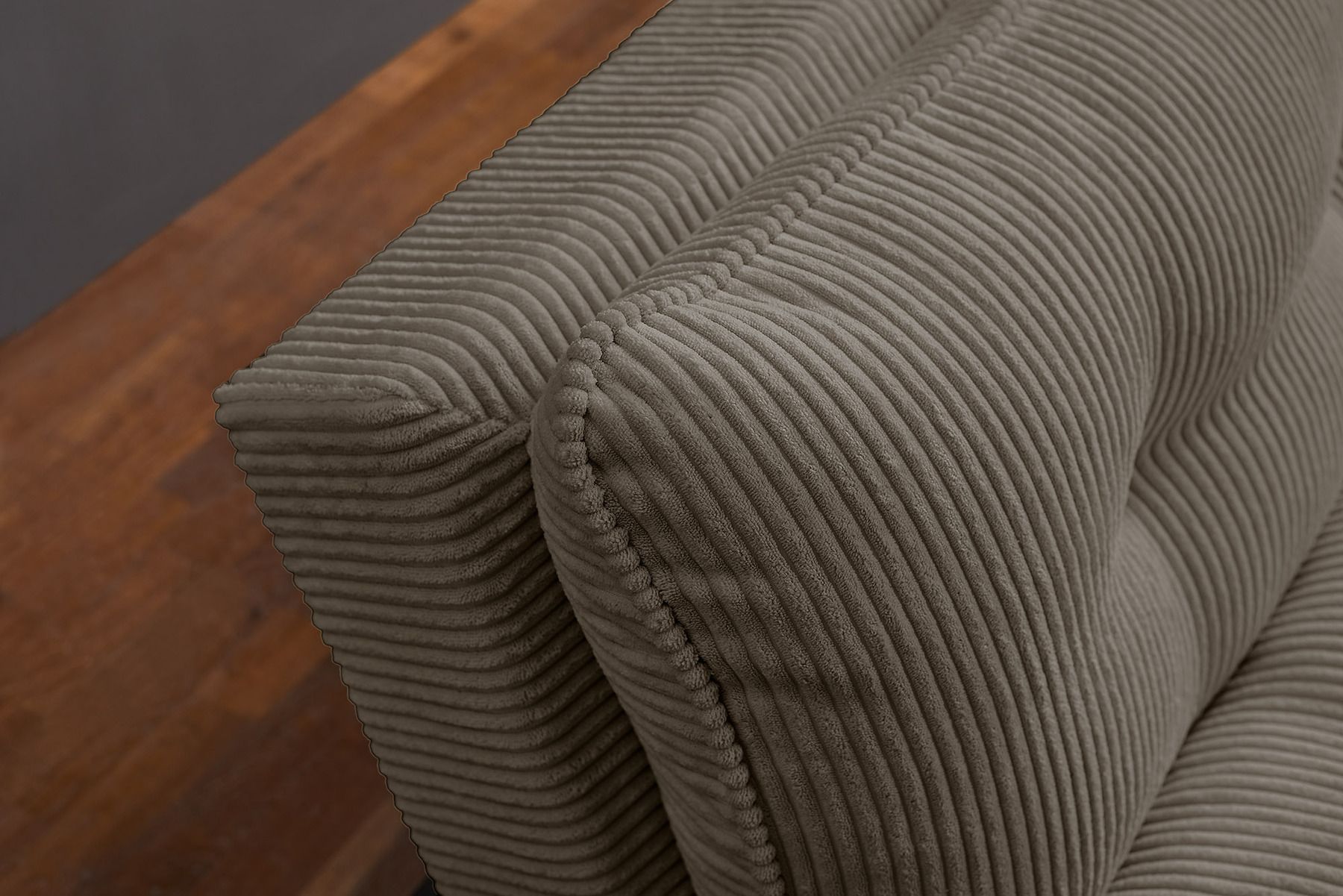 Modernes Schlafsofa COCOONING 190cm greige Cord 3-Sitzer Couch