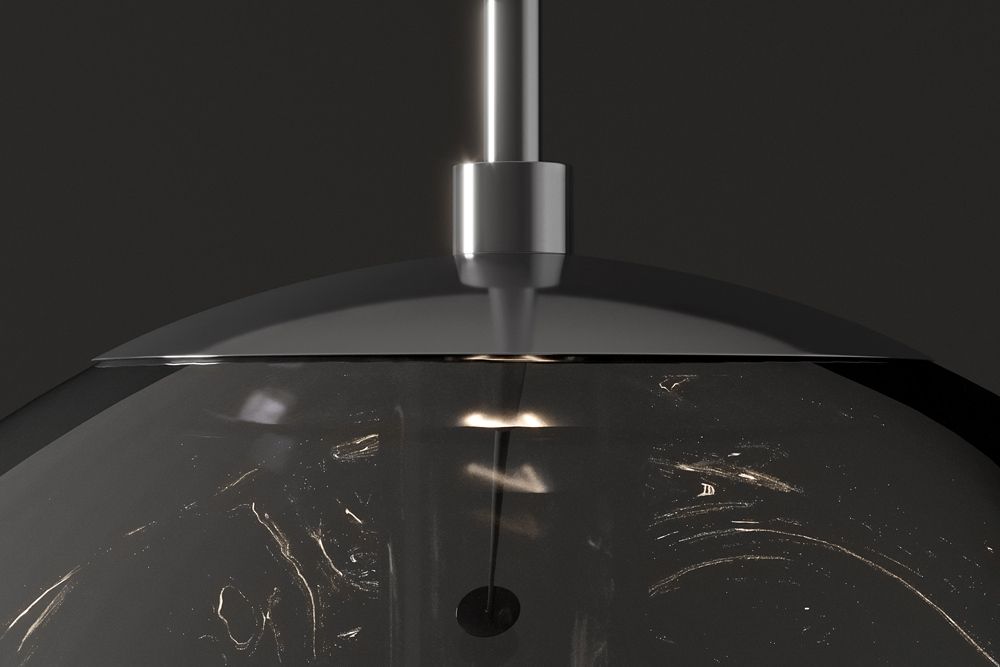 Runde Hängelampe LIQUID DIAMOND 35cm smoke Glas Stahl Kugelleuchte