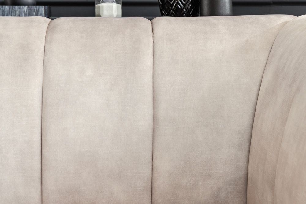 Retro Sessel NOBLESSE 105cm champagner beige Samt mit Ziersteppung