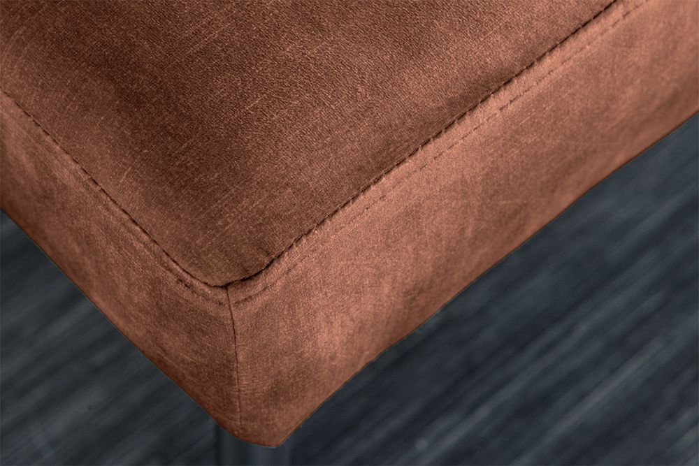 Design Sitzbank BOUTIQUE 100cm rostbraun Samt schwarze Metallbeine Polsterbank