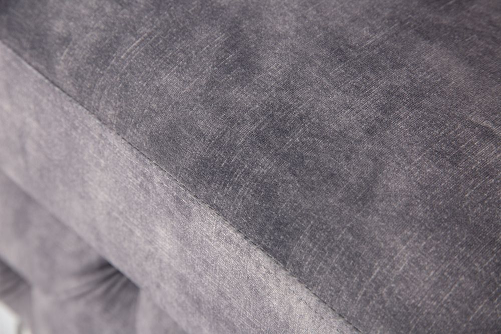 Chesterfield Hocker MODERN BAROCK 90cm dunkelgrau Samt Sitzhocker Fußhocker