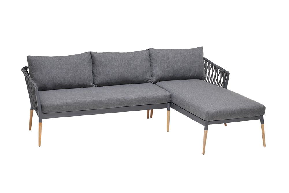 Outdoor Gartenlounge IPANEMA 240cm anthrazit Aluminium Teakholz wetterfest