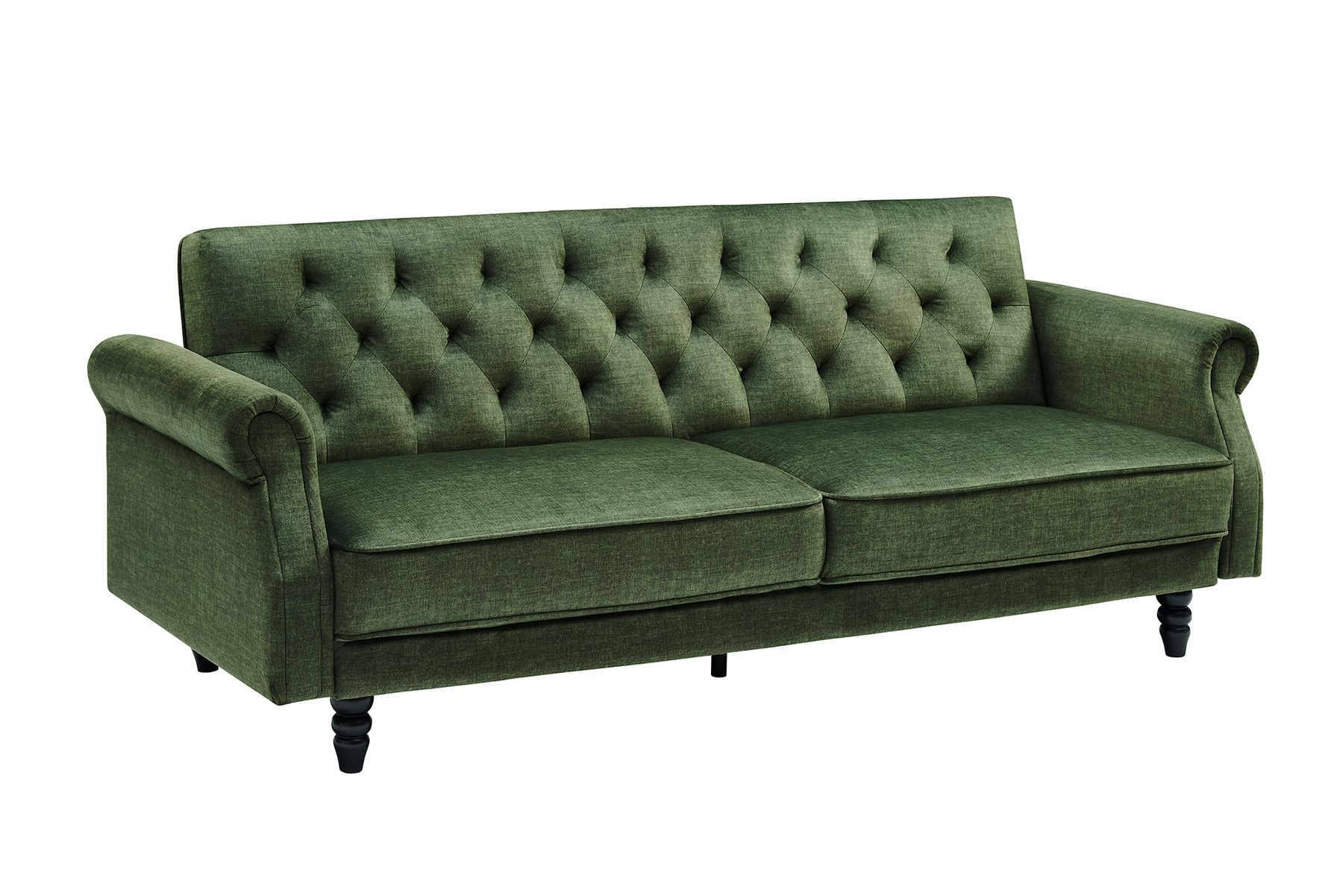 Schlafsofa MAISON BELLE AFFAIRE 220cm moosgrün Vogue Seiden Samtstoff 3-Sitzer