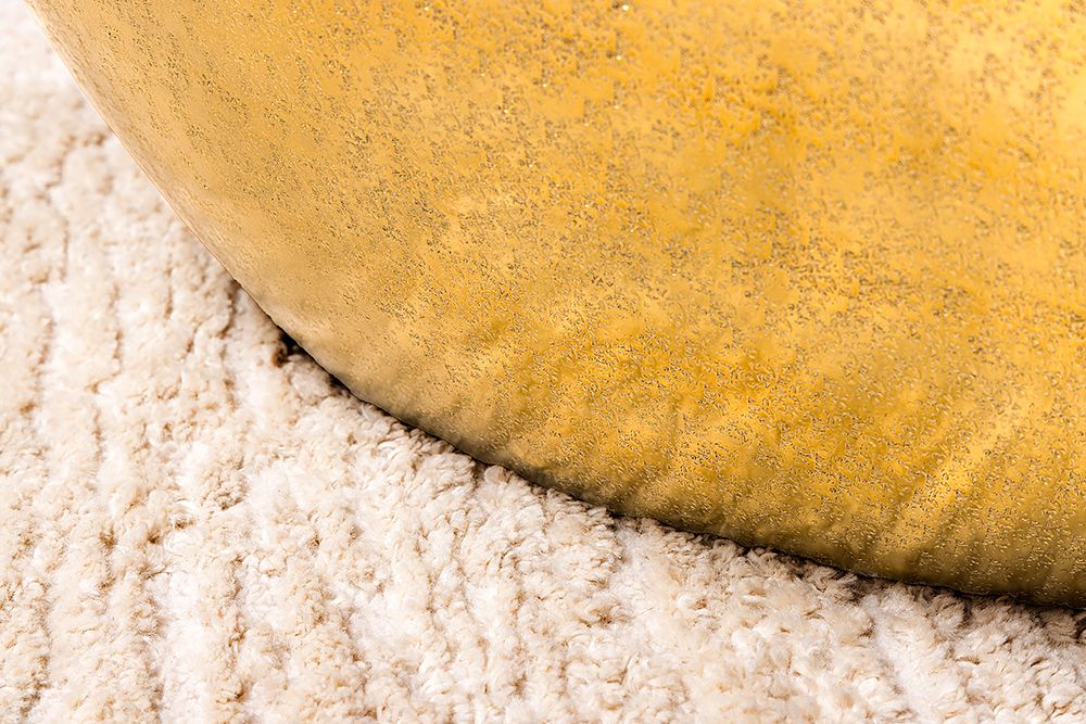 Handgefertigter Couchtisch STONE 75cm gold Metall Hammerschlag Design