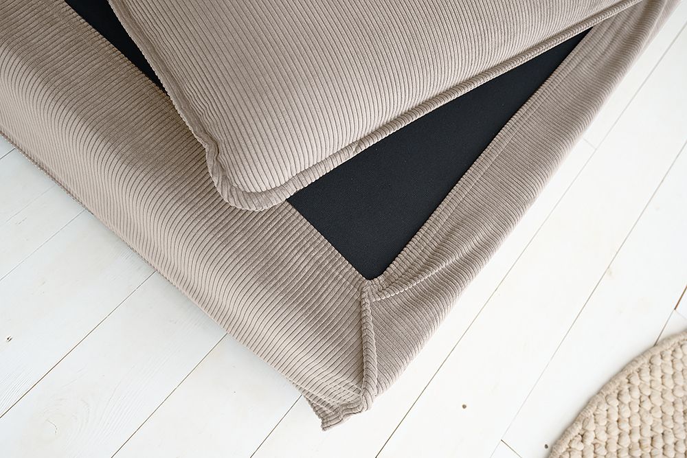 Großer Sitzhocker HEAVEN 100cm greige Cord Sofahocker abnehmbarer Bezug