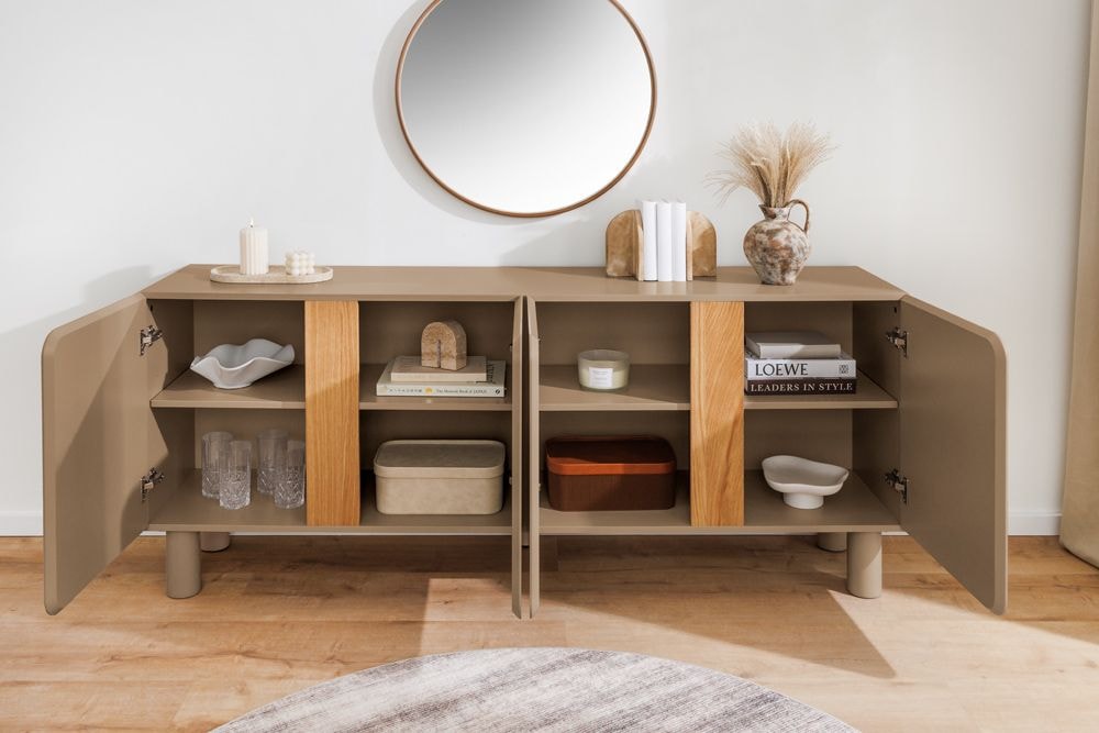 Sideboard COSMO 180cm greige Eiche Soft Close Stauraum