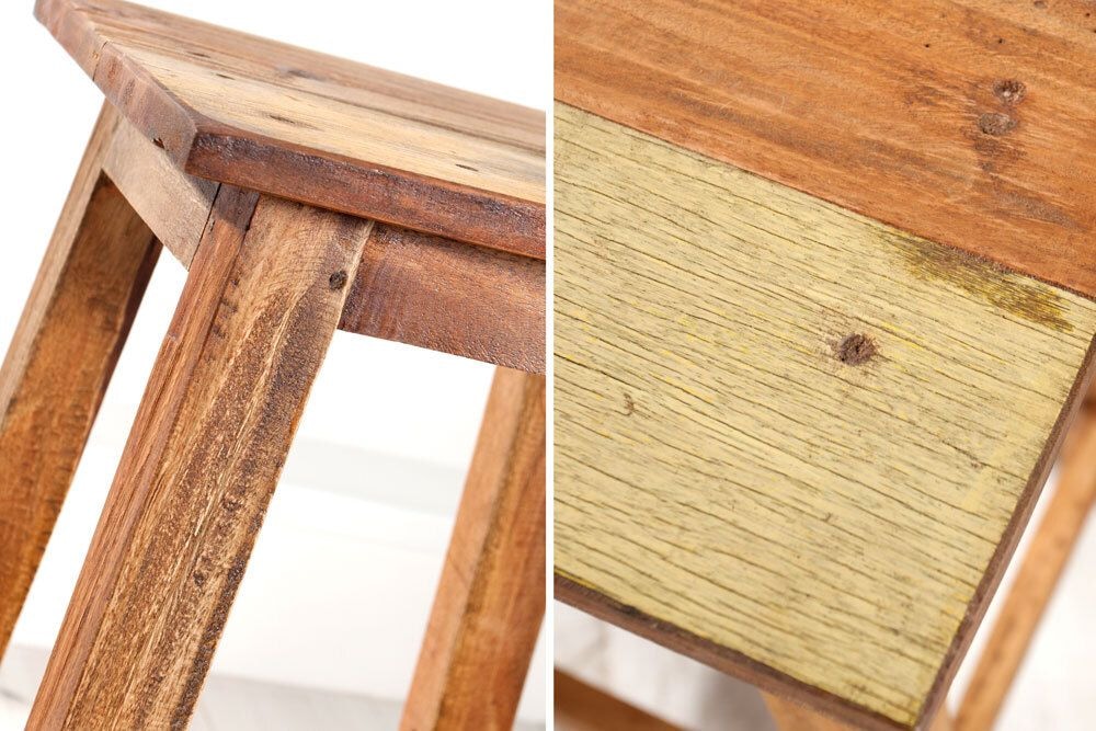 Massivholz Hocker JAKARTA 50cm recycelt Beistelltisch Sitzhocker