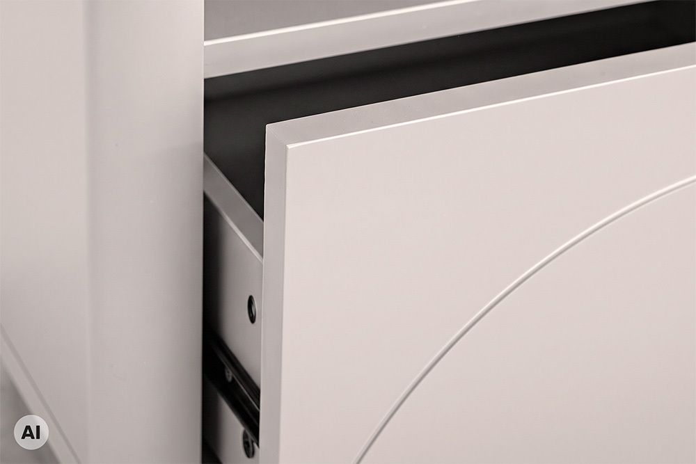 Nachttisch SAVOY 50cm kaschmir beige Keramik Marmor weiß Beistelltisch
