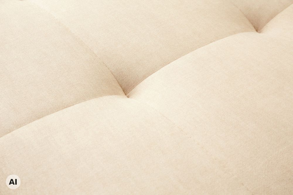 Moderne Wohnlandschaft KENT 220cm champagner beige Vogue Velours Samt Federkern mit Hocker