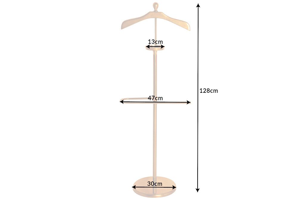 Eleganter Herrendiener VALET 128cm gold Aluminium Kleiderhaken Garderobenständer