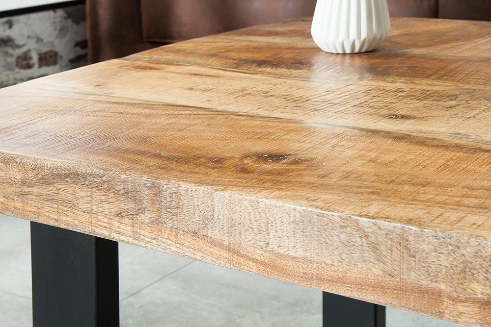 Design Couchtisch IRON CRAFT 100cm Mangoholz Eisen Industrial Design massiv schwarzes Gestell