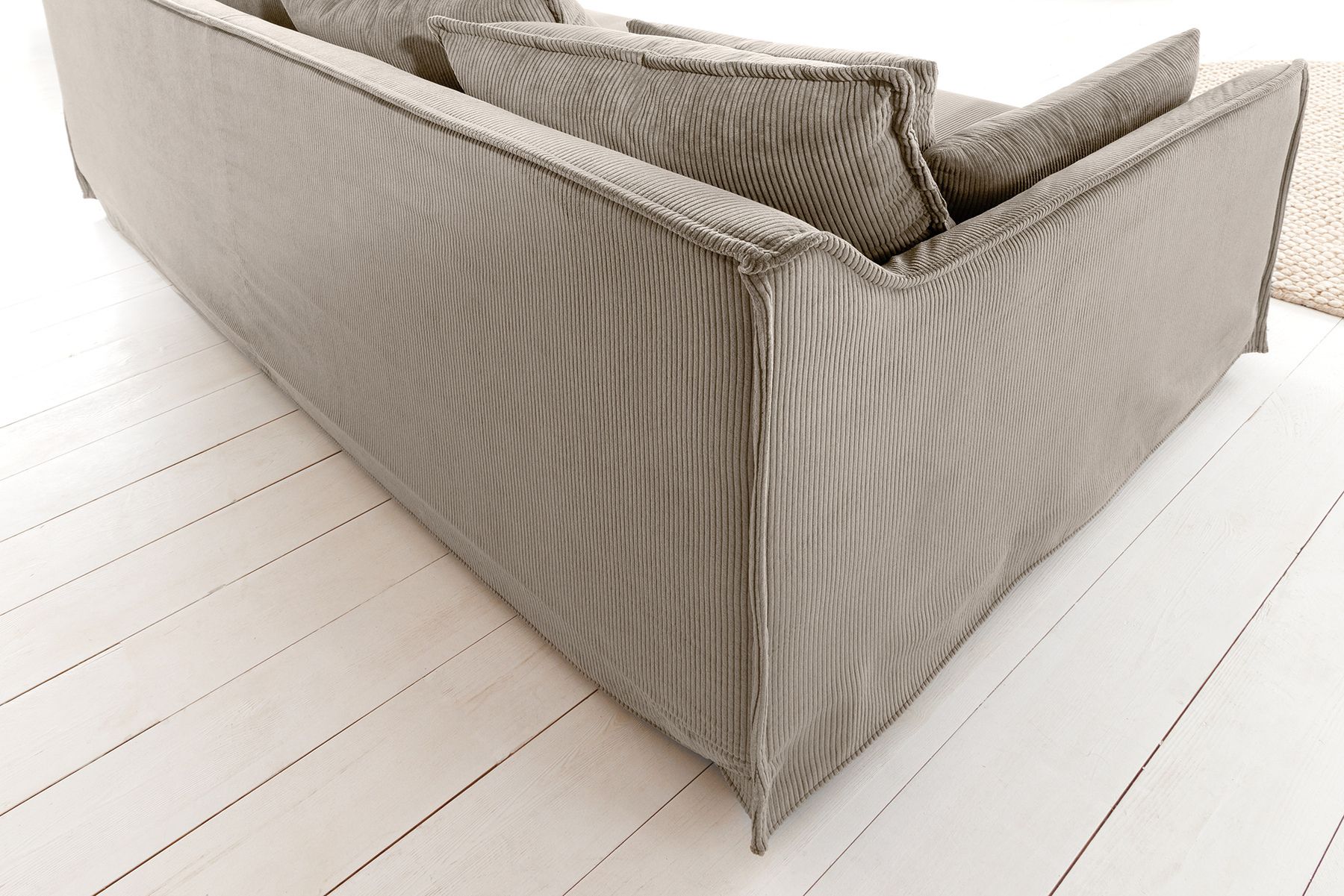 Großes 3-Sitzer Sofa HEAVEN 200cm greige Cord Federkern Hussensofa