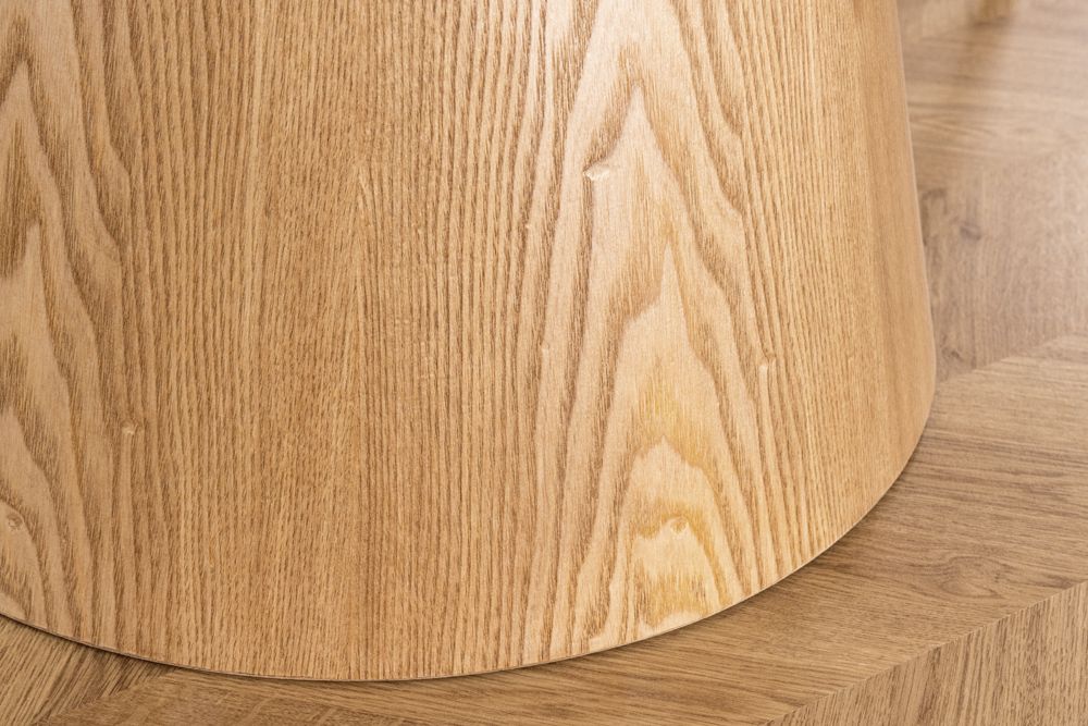 Runder Esstisch UNIQUE 120cm natur hellbraun Eiche Keramik Travertin Säulenfuß