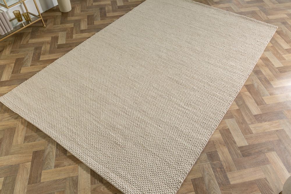 Design Teppich WOOL 240x160cm hellbeige aus Wolle