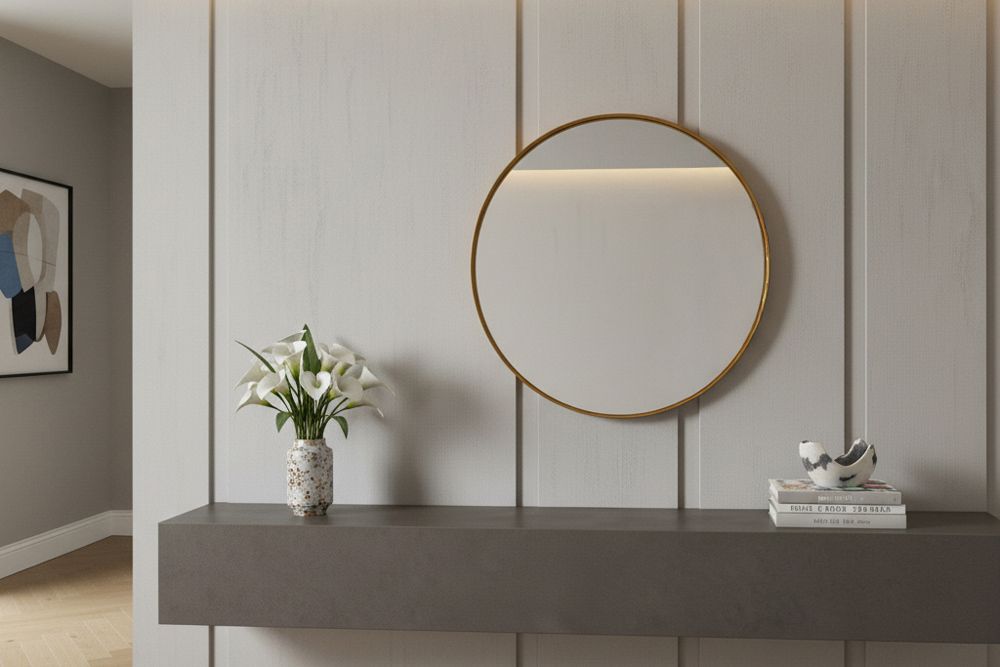 Runder Wandspiegel PORTRAIT 75cm gold mit Metallrahmen