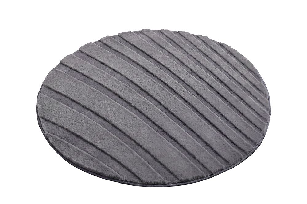 Runder Teppich WAVE 80cm anthrazit 3D strukturierter Kurzflor Indoor Hoch-Tief-Effekt