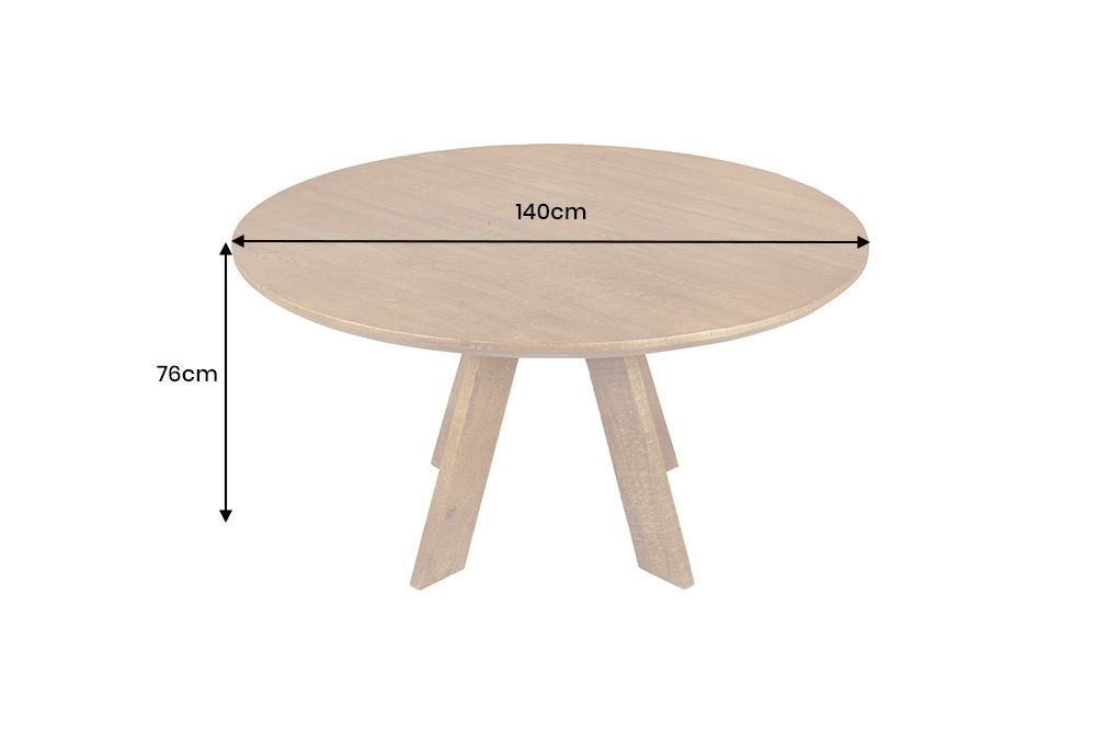Runder Esstisch ART WOOD 140cm braun honey finish Mangoholz massiv