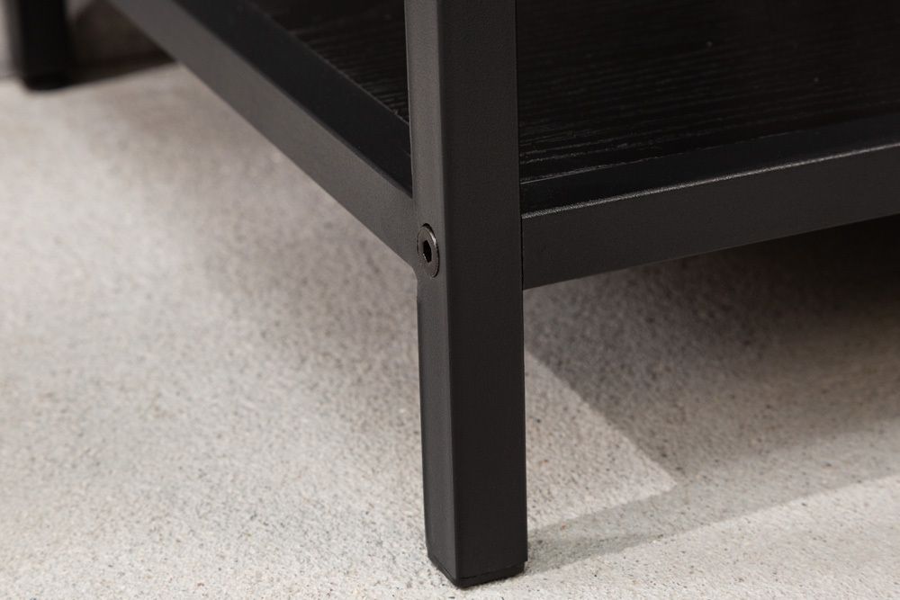 Industrial Bücherregal SLIM LINE 114cm Esche schwarz fünf Regalböden
