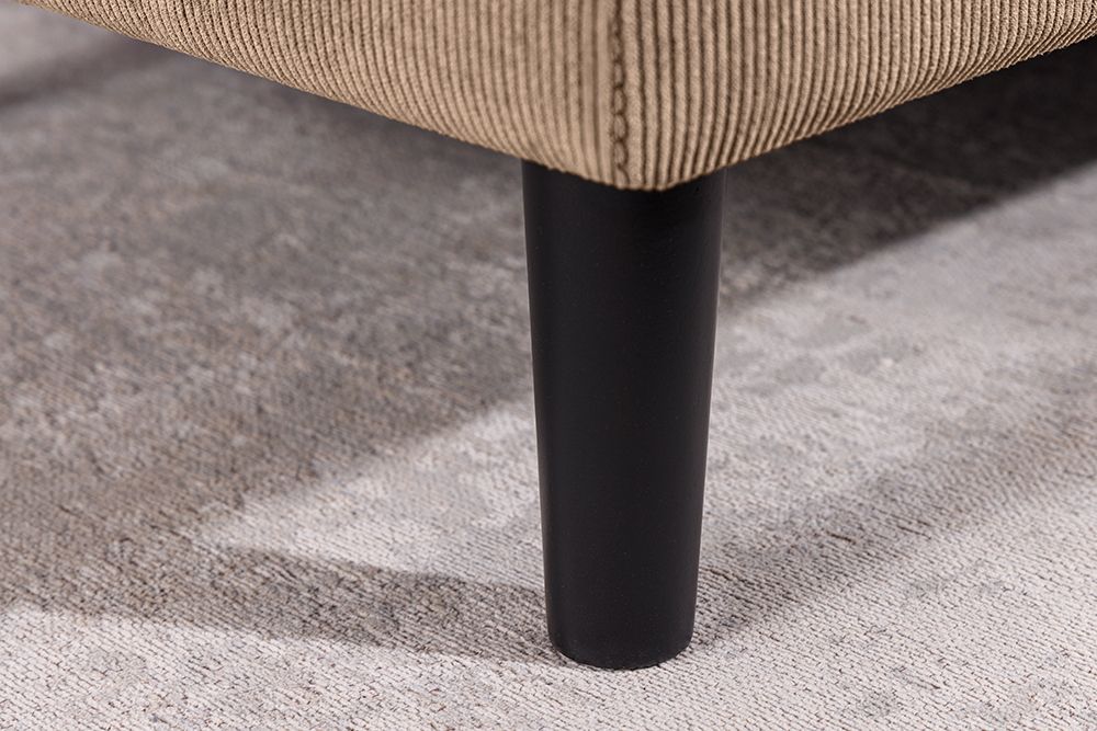 Retro Ecksofa STOCKHOLM 220cm taupe Cord Federkern 3-Sitzer