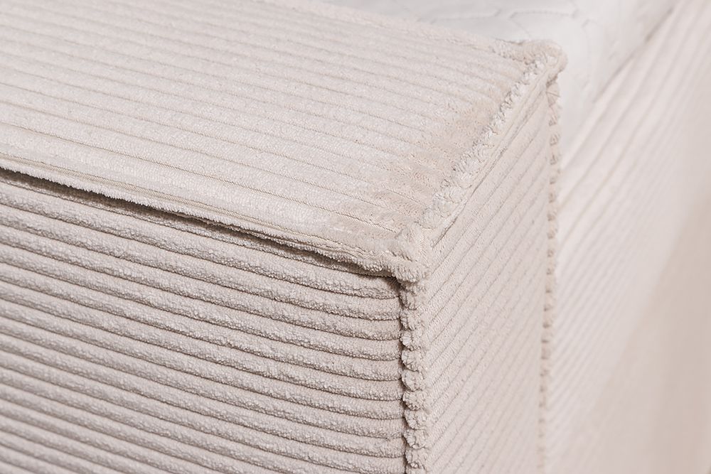 Design Boxspringbett SIGNUM 180x200cm beige Cord inkl. Topper Matratze und Stauraum