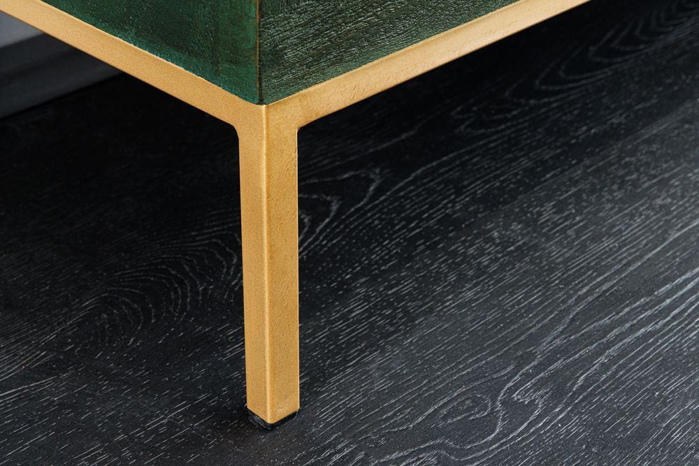 Massives Sideboard PEACOCK 175cm grün Mangoholz antik 3D Schnitzerei Pfau-Design
