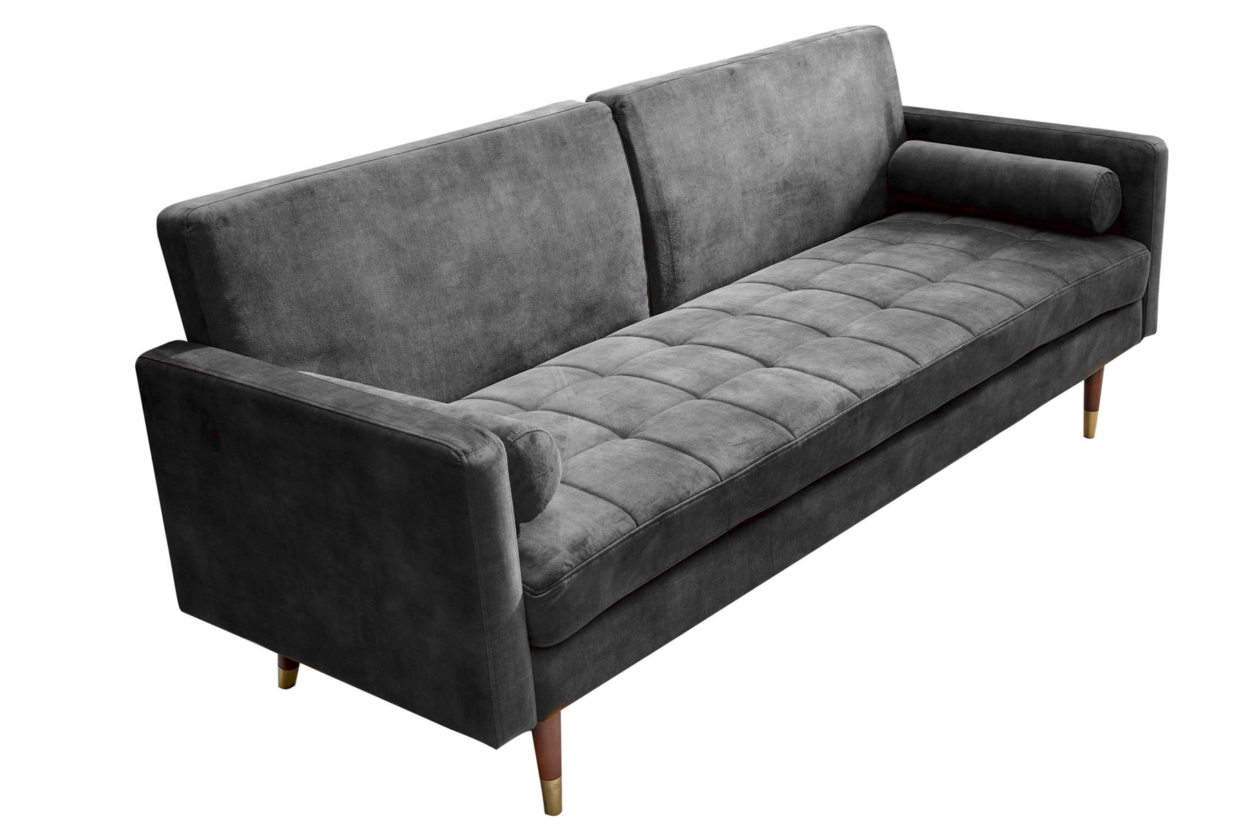Modernes Schlafsofa COUTURE 200cm grau Microvelours 3-Sitzer Couch mit Schlaffunktion