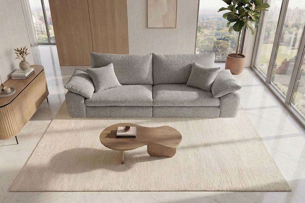 Stilvolles Big Sofa SOHO 260cm grau Chenille 4-Sitzer Couch mit Wellenunterfederung