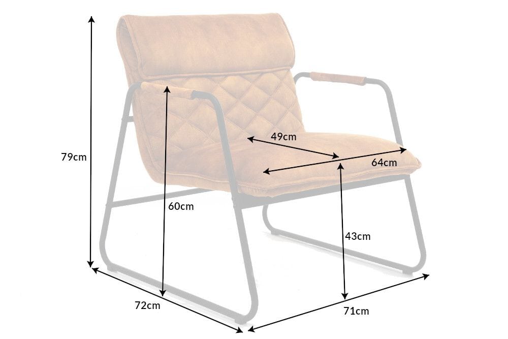 Retro Lounge Sessel MUSTANG LOUNGER senfgelb Samt mit Ziersteppung