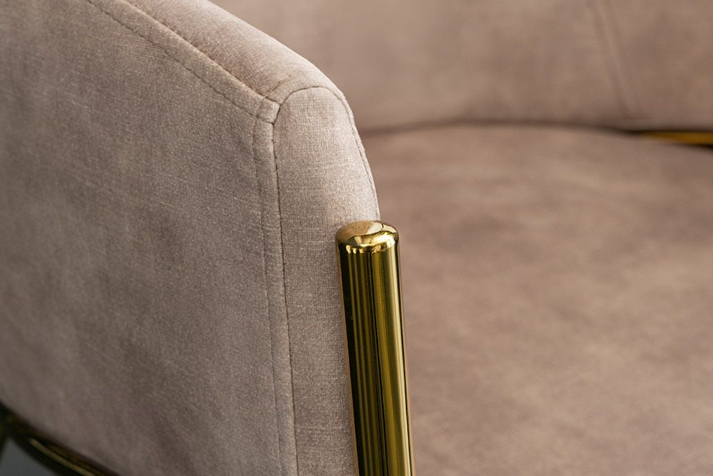 Design Stuhl NOBLESSE champagner beige Samt golden verchromtes Metallgestell