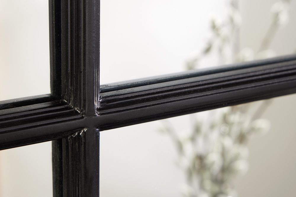 Moderner Wandspiegel PARIS 120cm schwarz Fensterspiegel Rundbogen-Design