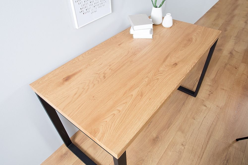 Design Schreibtisch OAK DESK 120cm Eiche Vintage Metallgestell schwarz