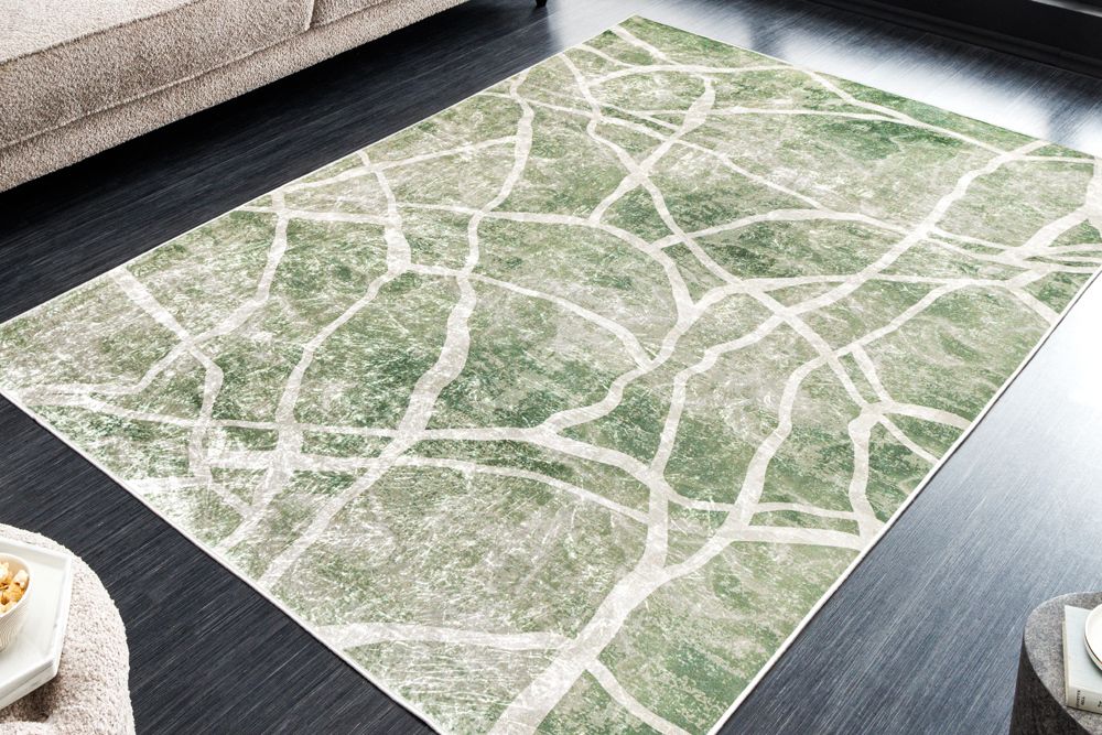 Moderner Teppich JUNGLE 230x160cm grün beige Flachgewebe Indoor-Teppich