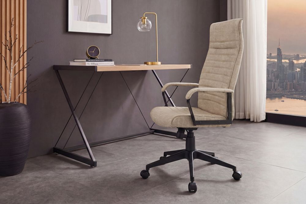 Höhenverstellbarer Bürostuhl LAZIO beige Vogue Velours Samt drehbar mit Rollen