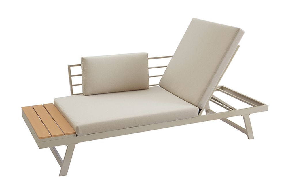 Verstellbare Gartenlounge MODULAR MIAMI 230cm champagner greige Gartensofa oder Gartenliege