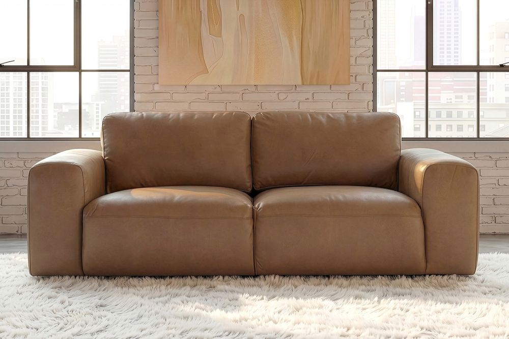 Echtleder Sofa BIG GEORGE 205cm cognac Taschenfederkern 2-Sitzer Couch