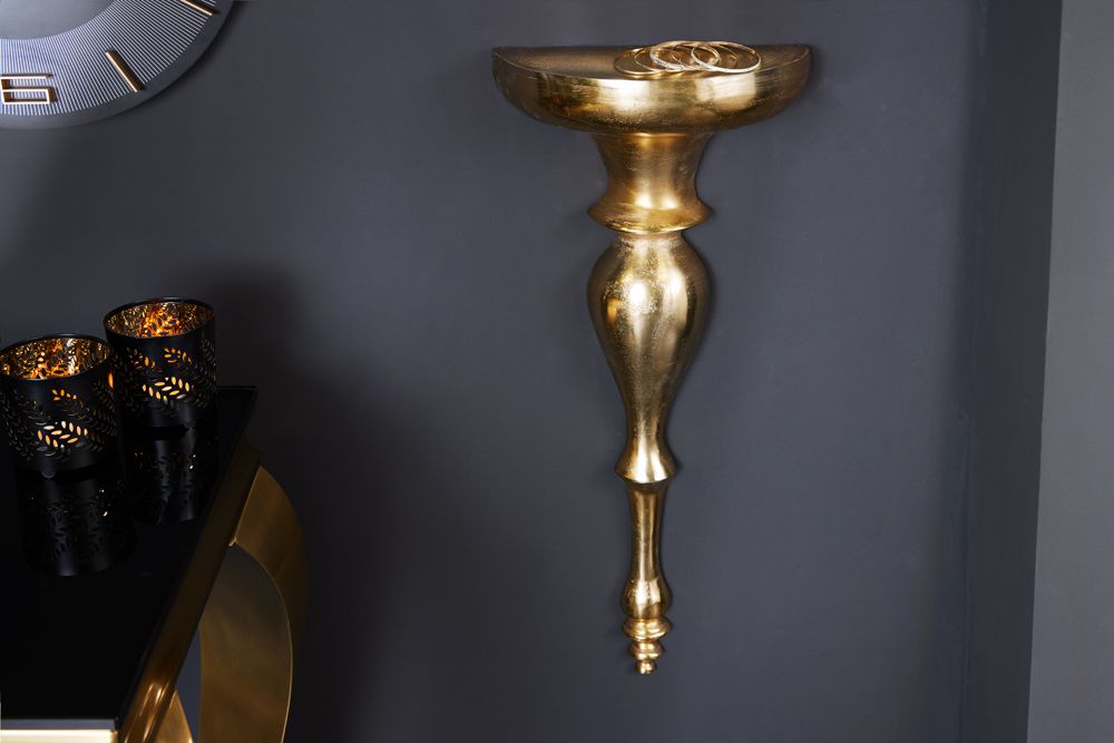 Barock Wandkonsole SCALA 60cm gold Metall Wandregal handmade Wanddekoration