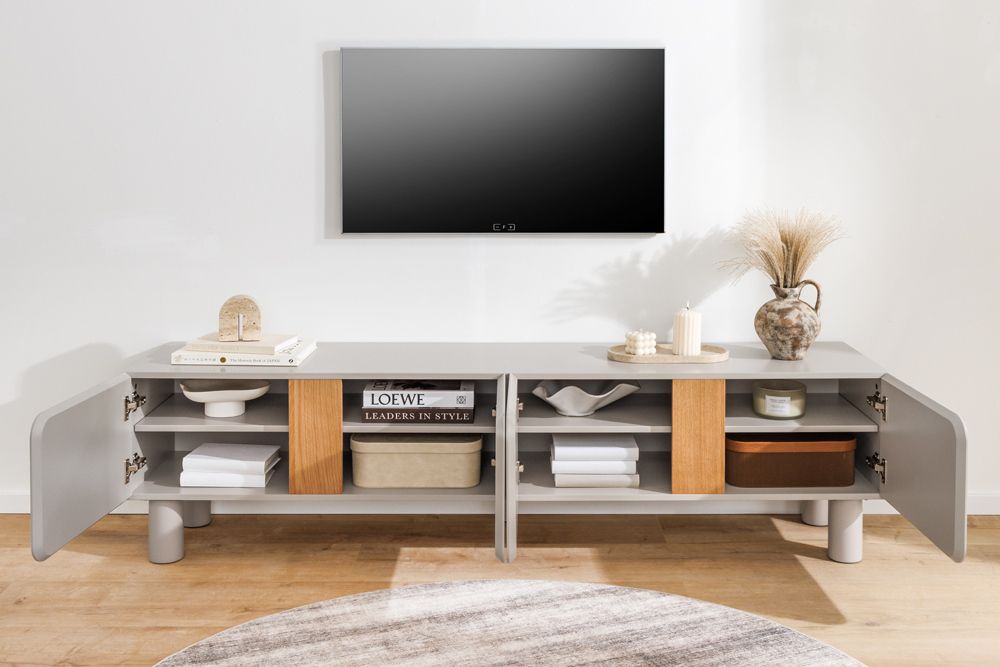 TV-Lowboard COSMO 180cm kaschmir beige Eiche Soft Close Stauraum