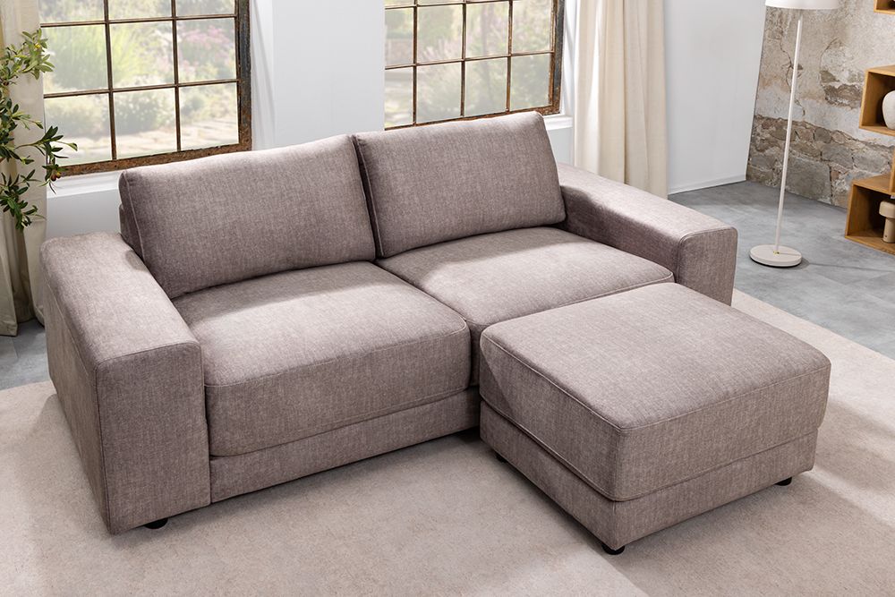 Großes Sofa LOFT 210cm taupe Vogue Velours Samt 3-Sitzer Couch Taschenfederkern