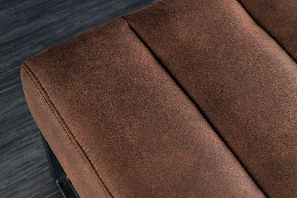 Design Sitzbank PETIT BEAUTÉ 110cm antik braun Microfaser schwarzes Metallgestell