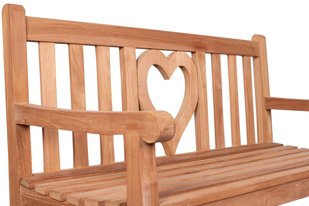 Massive Gartenbank EMPIRE TEAK Herz 120cm natur Teakholz