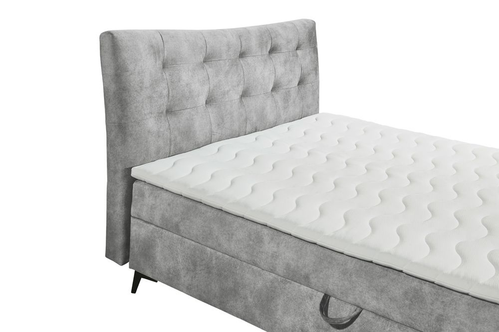 Design Boxbett DECADENCIA 180x200cm silbergrau Samt mit Stauraum Matratze Topper