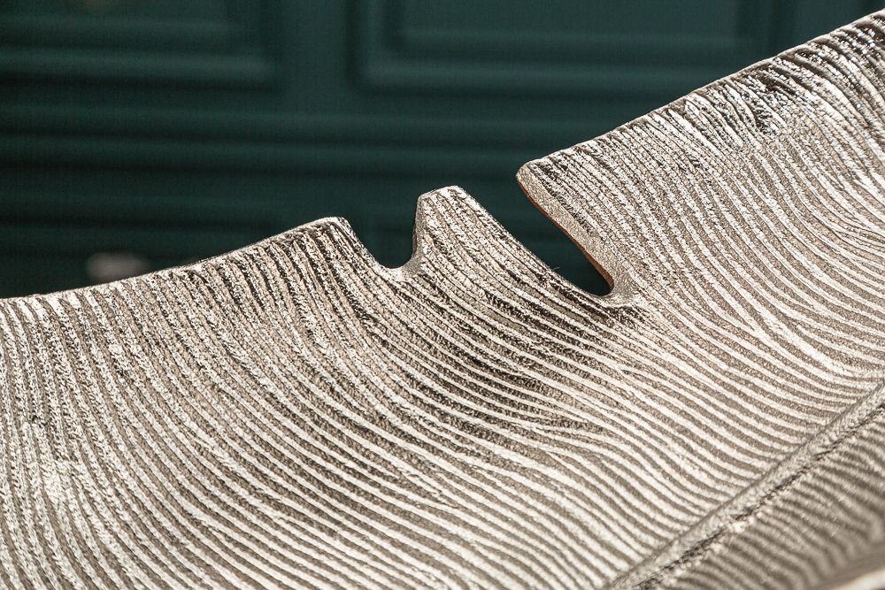 Design Deko Schale SILVER LEAF 65cm silber Blatt Design Metall Handarbeit