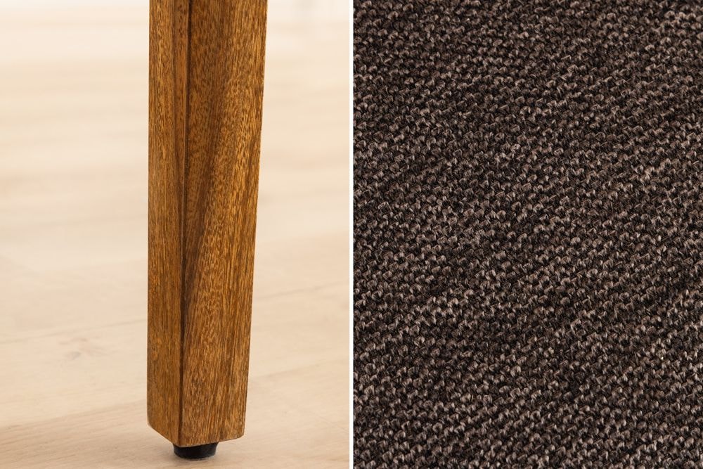 Massivholz Stuhl PURE braun stone finish graubraun Sheesham mit Strukturstoffbezug