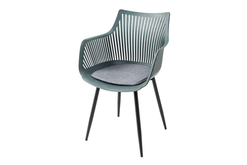 Moderner Stuhl SIGNUM salbei schwarz Kunststoff Gartenstuhl Indoor Outdoor mit Armlehnen